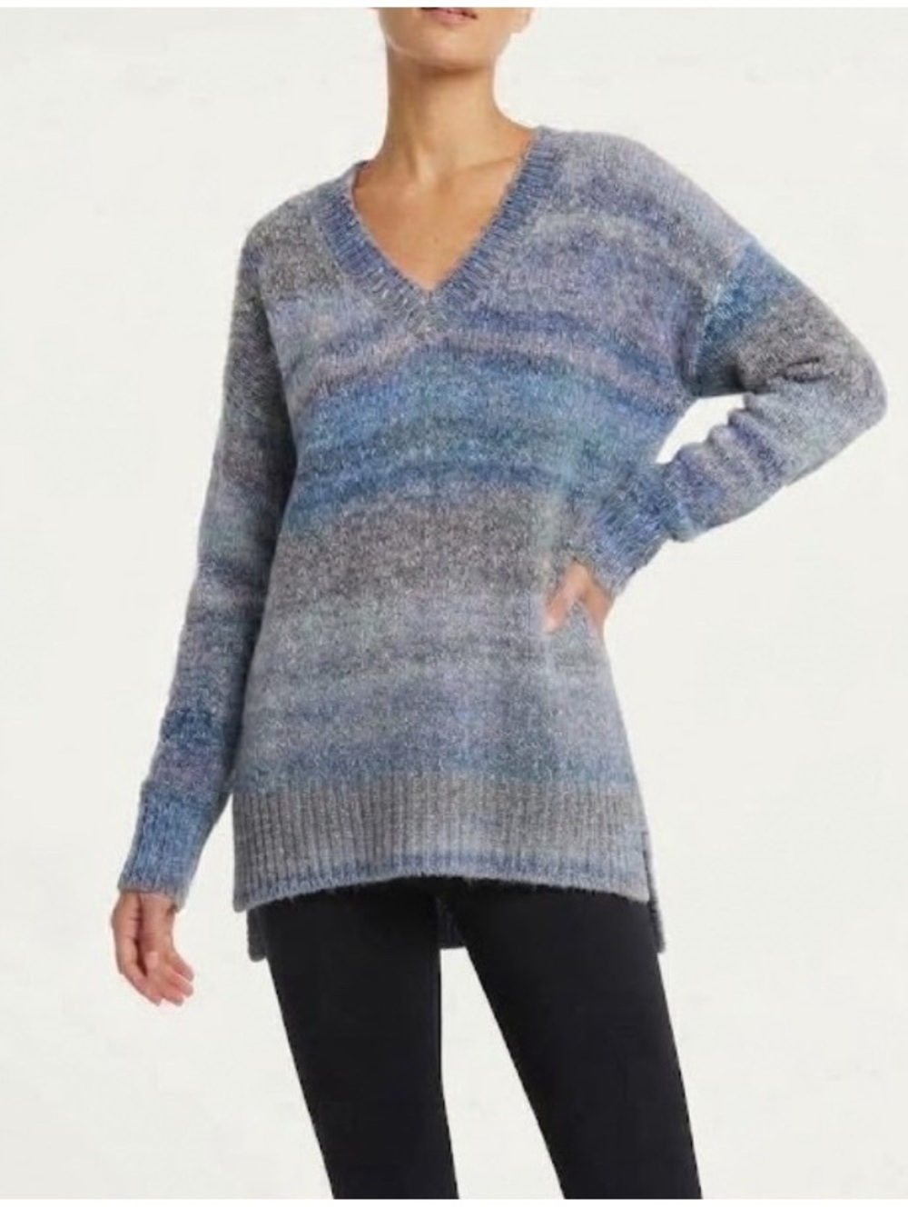 Seven7 Oversized Chenille Striped Cozy Tunic Sweater